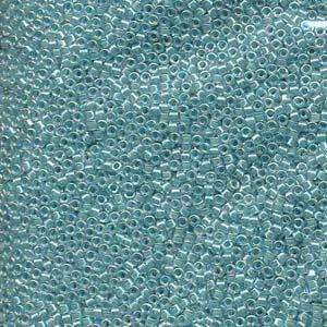 size 11 Miyuki Delica seed beads lined aqua blue ab db079 5g — 5g pack, premium Japanese cylinder beads perfect for bead weaving, embroid…