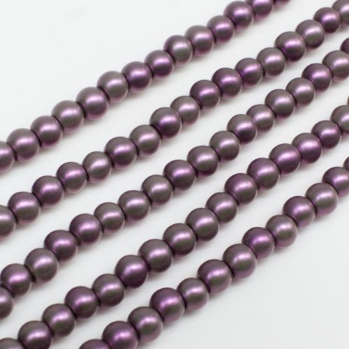 Satin Glass Pearl Round Beads 3mm - Lavender Mauve