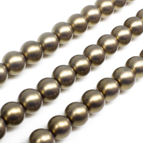 Satin Glass Pearl Round Beads 8mm - Rustic Oak