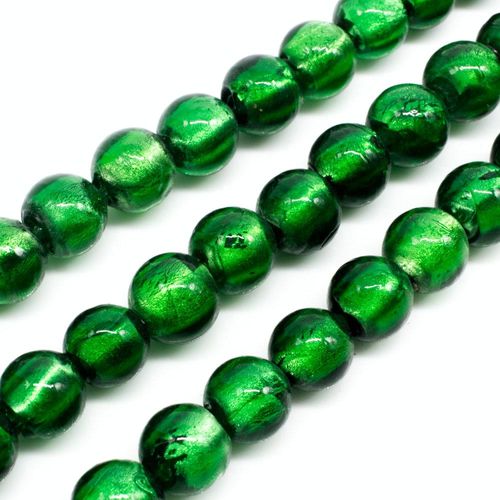 Silver Foil Round Beads 10mm 40pcs Green for jewellery making