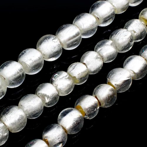 Silver Foil Round Beads 8mm 50pcs White Clear for jewellery making