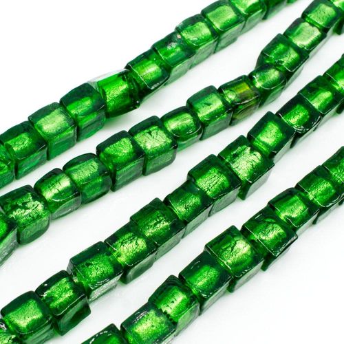 Silver Foil Cube Beads 6mm Green for jewellery making