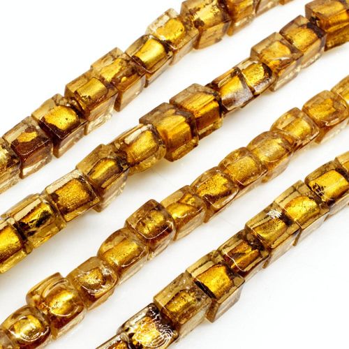 Silver Foil Cube Beads 6mm Gold for jewellery making