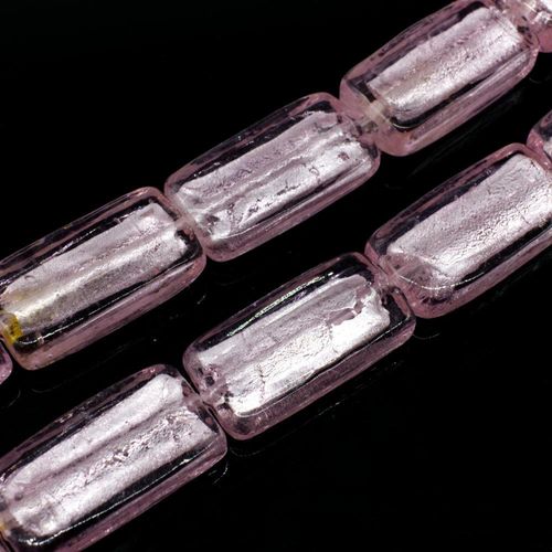 Silver Foil Rectangle Beads 24mm Pink for jewellery making