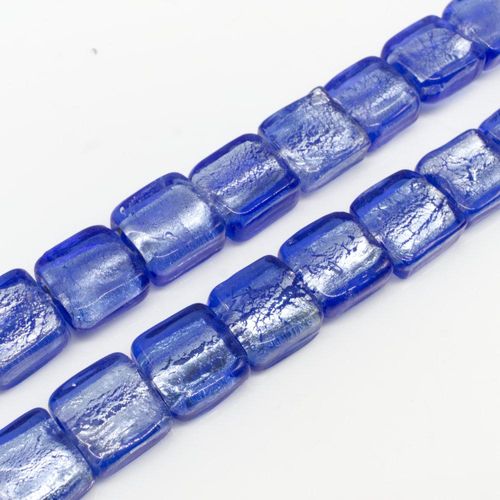 Silver Foil Square Beads 12mm 30pcs Blue for jewellery making