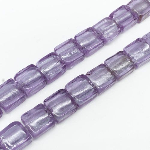 Silver Foil Square Beads 12mm 30pcs Lilac for jewellery making