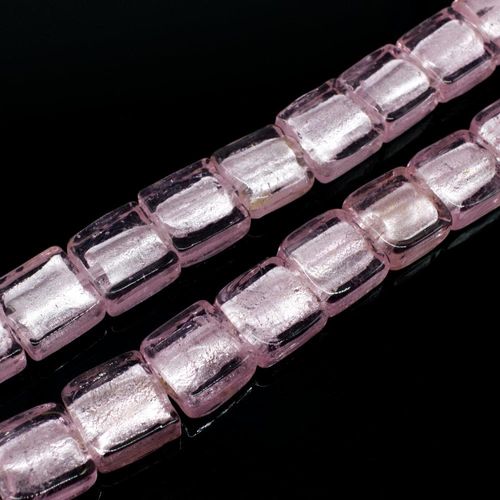 Silver Foil Square Beads 12mm 30pcs Pink for jewellery making