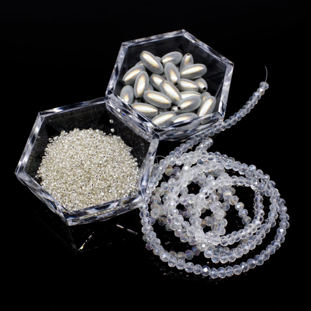 Elora Jewellery Set crystal white jewelry making kit — DIY set with beads and instructions for creating handmade jewelry