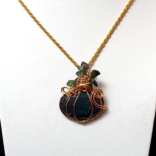 Pumpkin Necklace cinnabaris necklace making kit — DIY set with beads and instructions for creating handmade jewelry