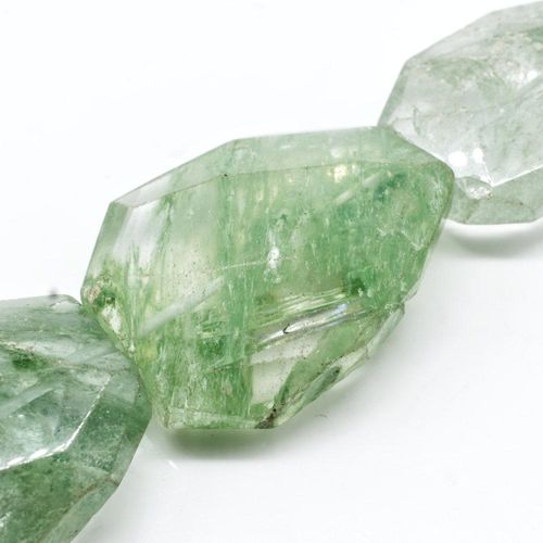Volcano Glass Beads 40mm Facet Rectangle Green Quartz 1pc for jewellery making