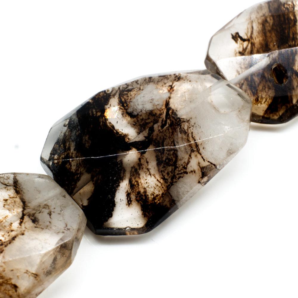 Volcano Glass Beads 40mm Facet Rectangle Smoky Quartz 1pc for jewellery making