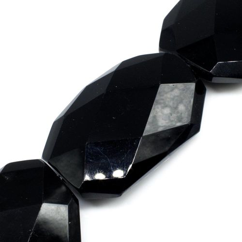 Volcano Glass Beads 40mm Facet Rectangle Black for jewellery making