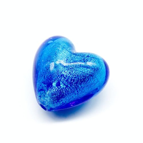 Silver Foil Heart Beads 27mm Turquoise 1pc for jewellery making