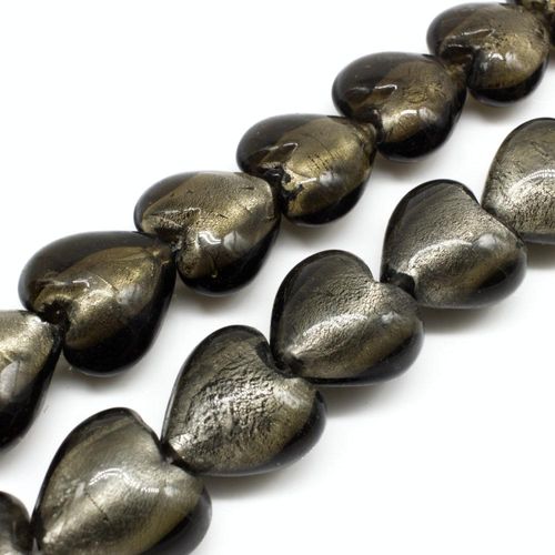 Silver Foil Heart Beads 20mm 20pcs Grey for jewellery making