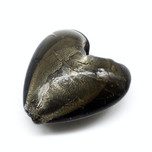 Silver Foil Heart Beads 35mm Grey 1pc for jewellery making