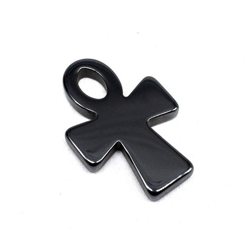 Hematite Pendant Ankh 29mm 1pc jewelry making kit — DIY set with beads and instructions for creating handmade jewelry