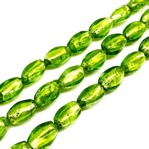 Silver Foil Square Rice Beads 15mm Lime Green for jewellery making