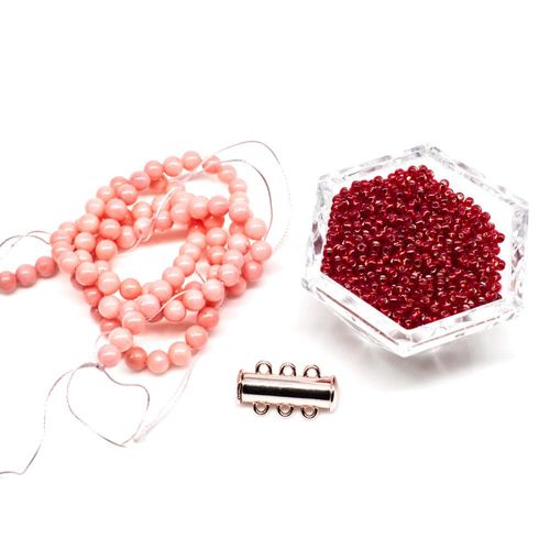 BC Week 46 3 Row Snake Stitch Watermelon Ruby for jewellery making