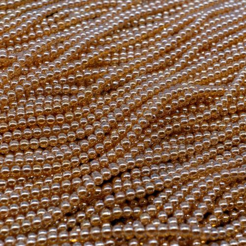 Glass Round Beads 2mm 15" String Clear Champagne for jewellery making