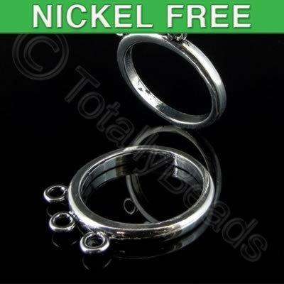 Antique Silver Metal Ring Base 3 Loops 20mm 3pcs