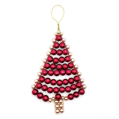 Hanging Christmas Tree Decoration Makes 3 ruby jewelry making kit — DIY set with beads and instructions for creating handmade jewelry