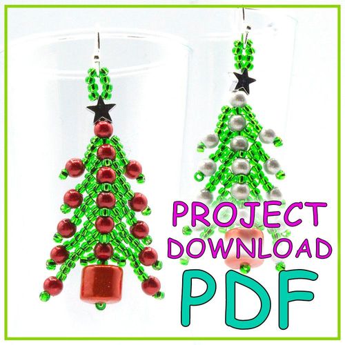 Festive Christmas Tree Earrings PDF Download for jewellery making