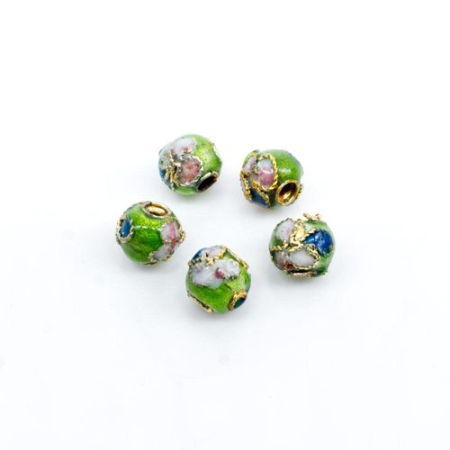 Cloisonne 6mm Round Bead Lime Green 1pc for jewellery making