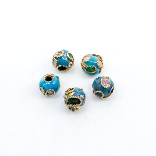 Cloisonne 6mm Round Bead Turquoise 1pc for jewellery making