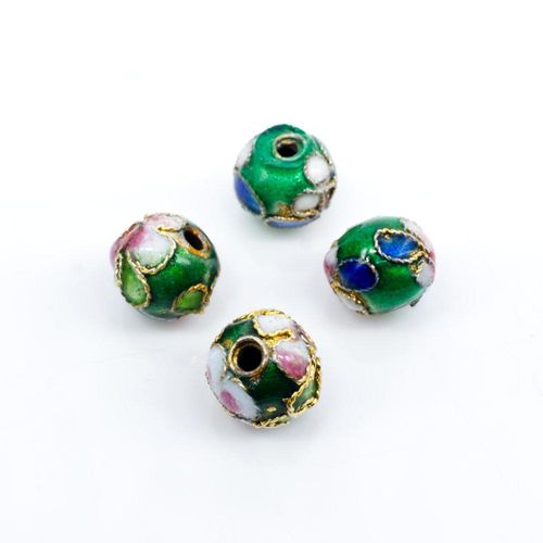 Cloisonne 8mm Round Bead Green 1pc for jewellery making