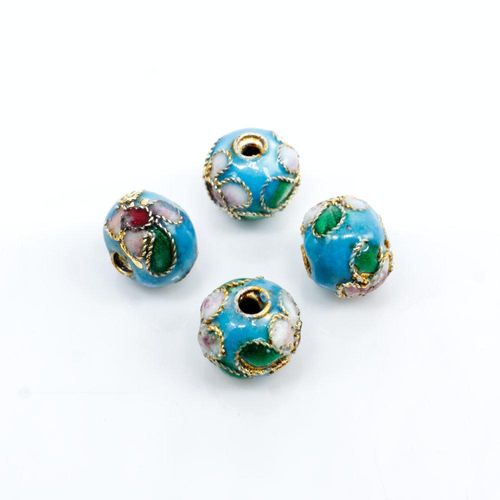 Cloisonne 8mm Round Bead Turquoise 1pc for jewellery making