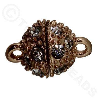 Magnetic Clasp Spotted Round 8mm Crystals - Rose Gold 2pc