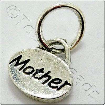 Tibetan Silver Message Tag/Charm - Mother 5pcs