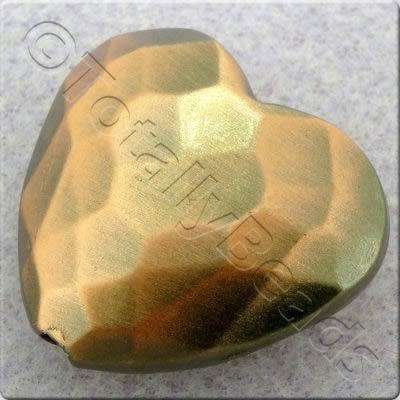Acrylic Red Copper Bead - Facet Heart 24mm