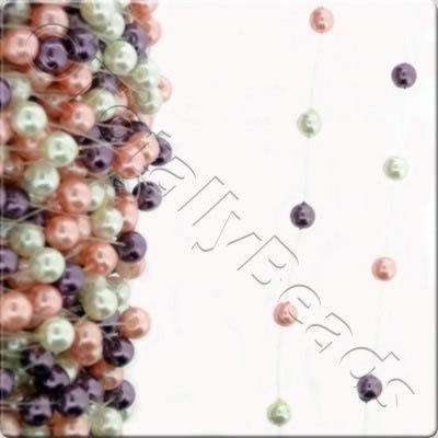 Glass Pearl - Pre Strung - 8mm White Pink Amethyst - 1m