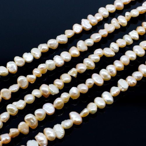 Freshwater Pearls 5mm Flat Oval Cream 14" String for jewellery making