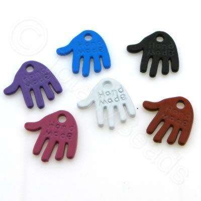 Metal Coloured Charms - 12x12mm - Hands Mixed 10pcs