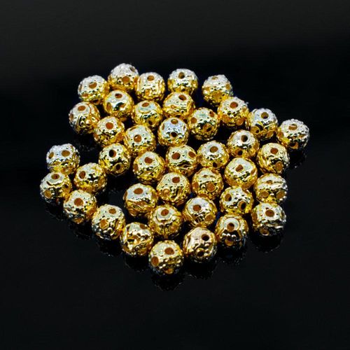 Filigree Round Spacer Beads 4mm 30pc Gold Plated for jewellery making