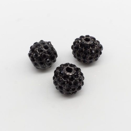 Rhinestone Shamballa Round Bead 10mm Gunmetal Black for jewellery making