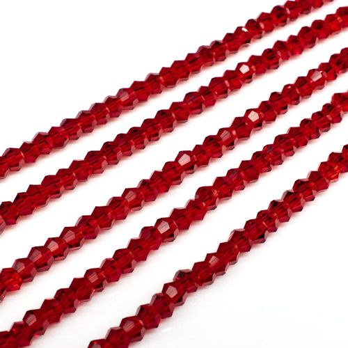 3mm crystal bicone beads ruby — faceted for jewelry making and beadwork