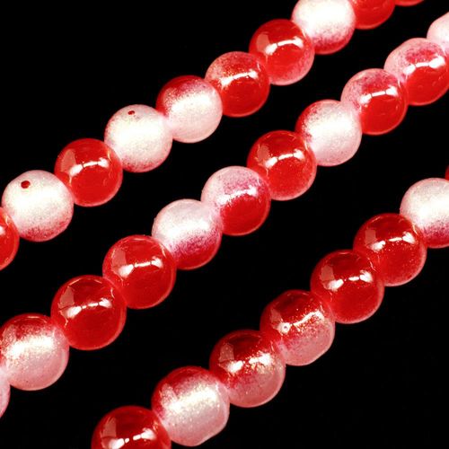 Glass Jade Glitter Beads 8mm Round Red for jewellery making
