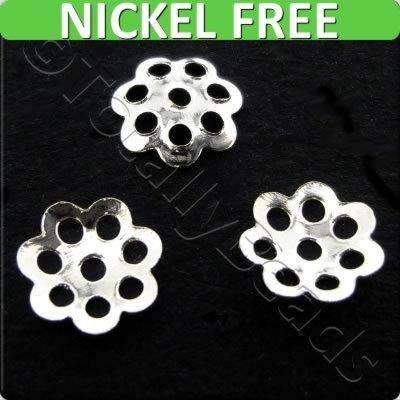 Silver Metal Bead Cap - 7 petal 6mm 50pcs