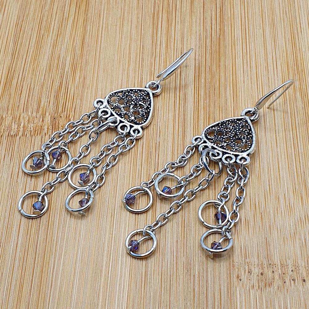 Elena Earrings 3 Pairs purple ab earring making kit — DIY set with beads and instructions for creating handmade jewelry