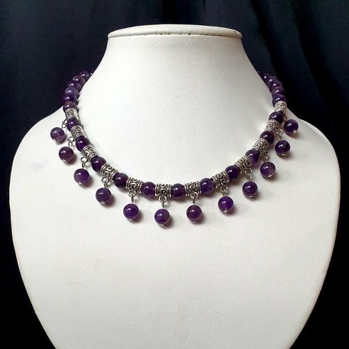 Gemstone Hanger Necklace amethyst necklace making kit — DIY set with beads and instructions for creating handmade jewelry