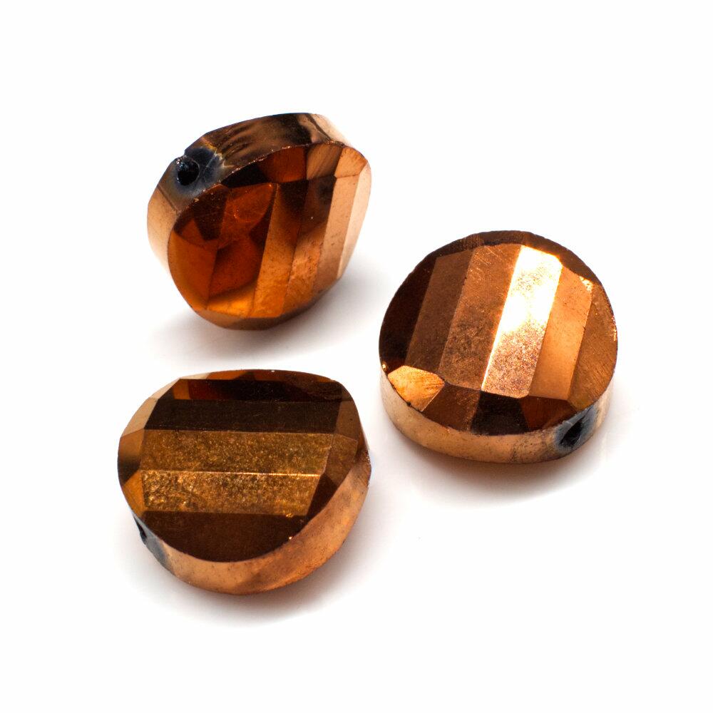 14mm crystal beads bronze plate, pack of 8 — faceted for jewelry making and beadwork