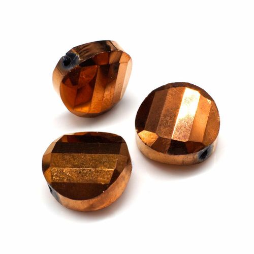 14mm crystal beads bronze plate, pack of 8 — faceted for jewelry making and beadwork
