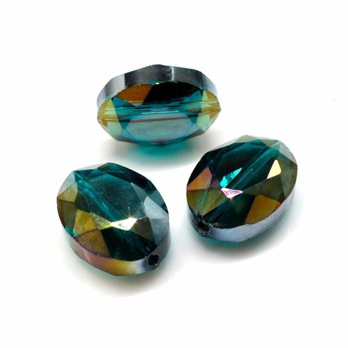 16mm crystal beads teal rainbow, pack of 8 — faceted for jewelry making and beadwork