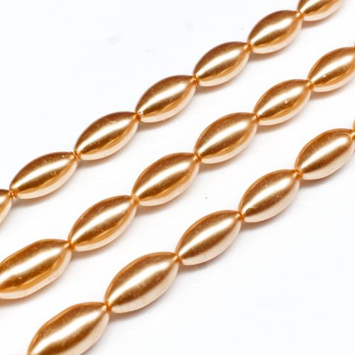 Glass Pearl Oval Beads 15x8mm Gold for jewellery making