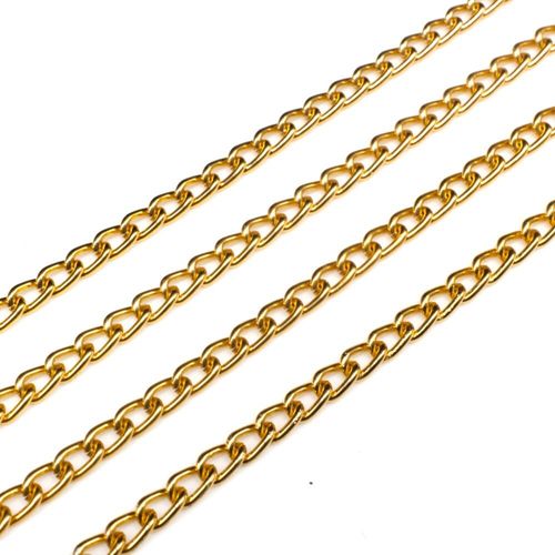 Aluminium Chain Oval Curb 4x6mm Gold 1m for jewellery making