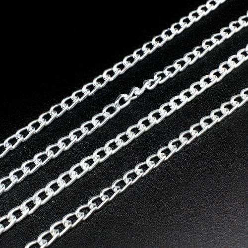Aluminium Chain Oval Curb 4x6mm Silver 1m for jewellery making