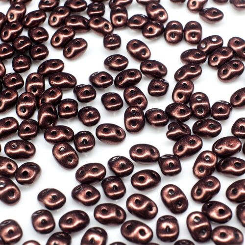 10g Czech glass Rulla beads sat. met. chicory coffee — two-hole beads for jewelry making and bead weaving